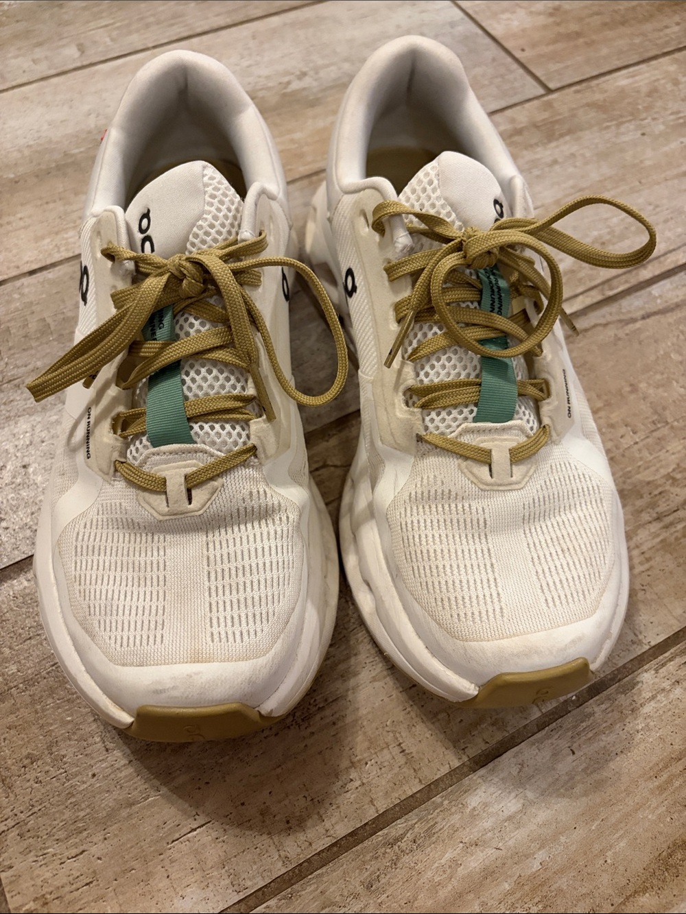 On Sneakers with Tan Laces